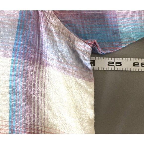 Tommy Bahama Shirt Men’s Size L 100% Linen Spring Plaid Pastel Long Sleeves - Picture 12 of 14